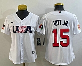 Women's USA Baseball #15 Bobby Witt Jr 2023 White World Classic Replica Stitched Jerseys,baseball caps,new era cap wholesale,wholesale hats